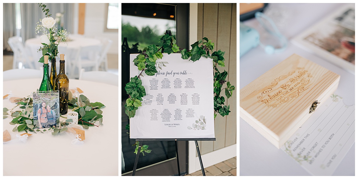 Table seating sign and wedding table decor by Virginia Wedding Company