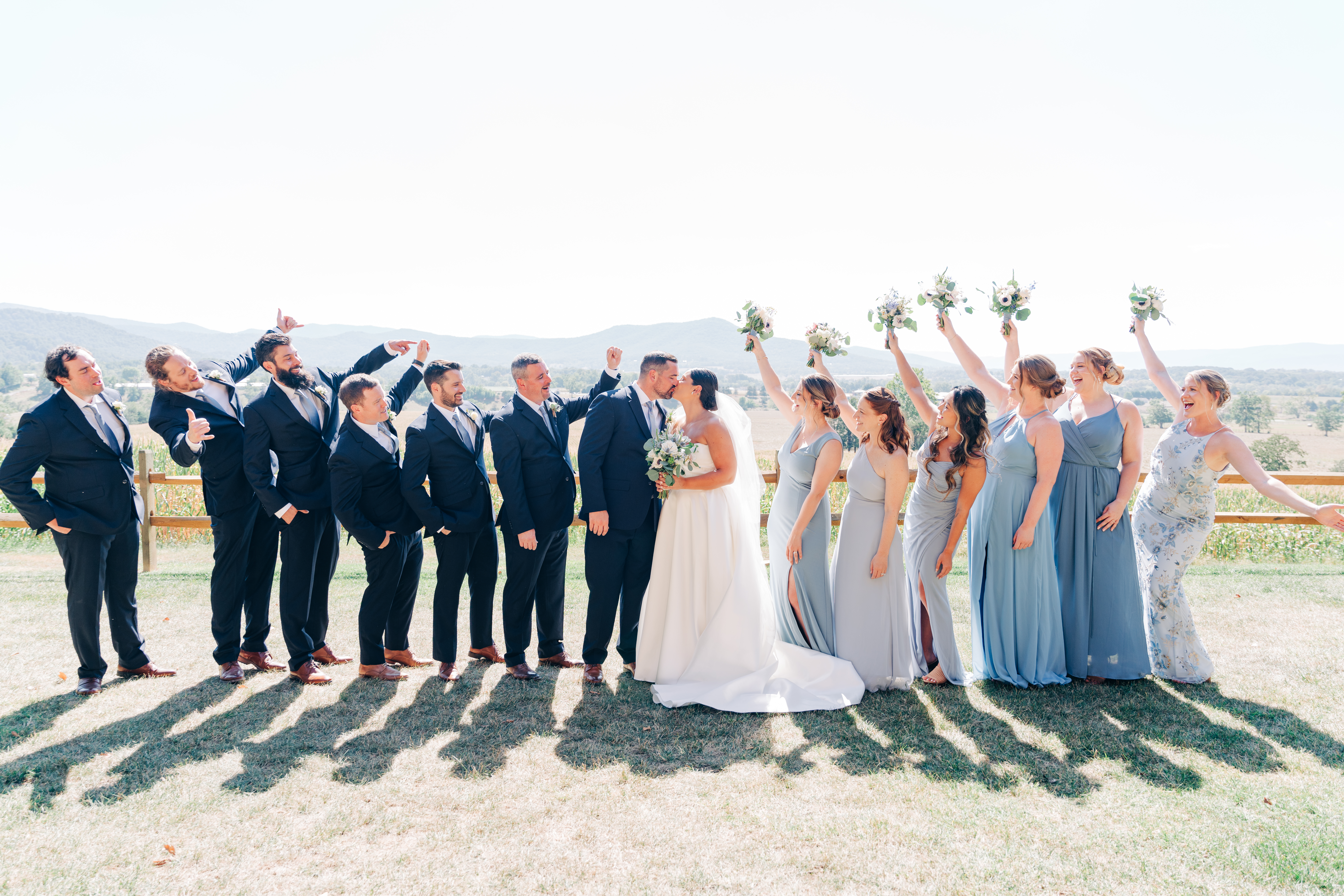 Wedding party in the Shenandoah Woods by Virginia Wedding Company