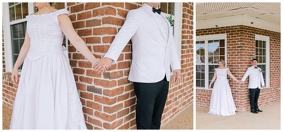 Bride and groom holding hands by Virginia Wedding Company