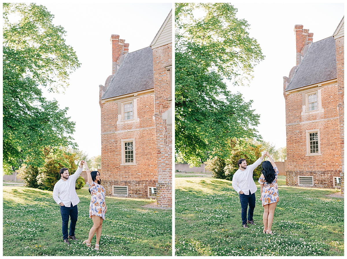 Engagement session by Virginia Wedding Company at Bacon's Castle Virginia