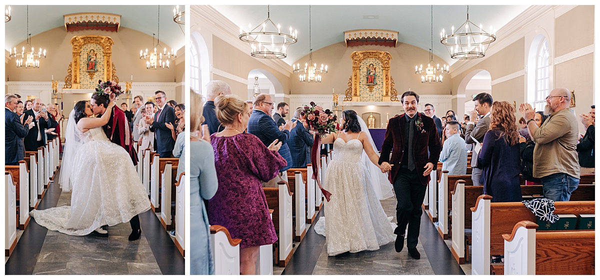 bride and groom walking down the aisle by Virginia Wedding Company