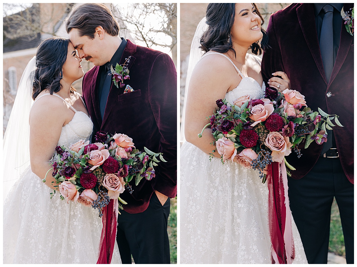 Bride and groom leaning into each other by Virginia Wedding Company