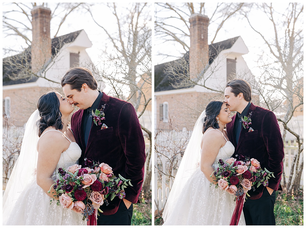 Bride and groom kissing by Virginia Wedding Company