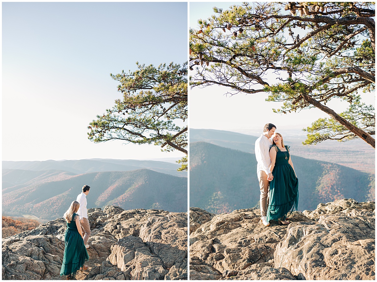 Couple posing by tree in Shenandoah Valley by Virginia Wedding Company