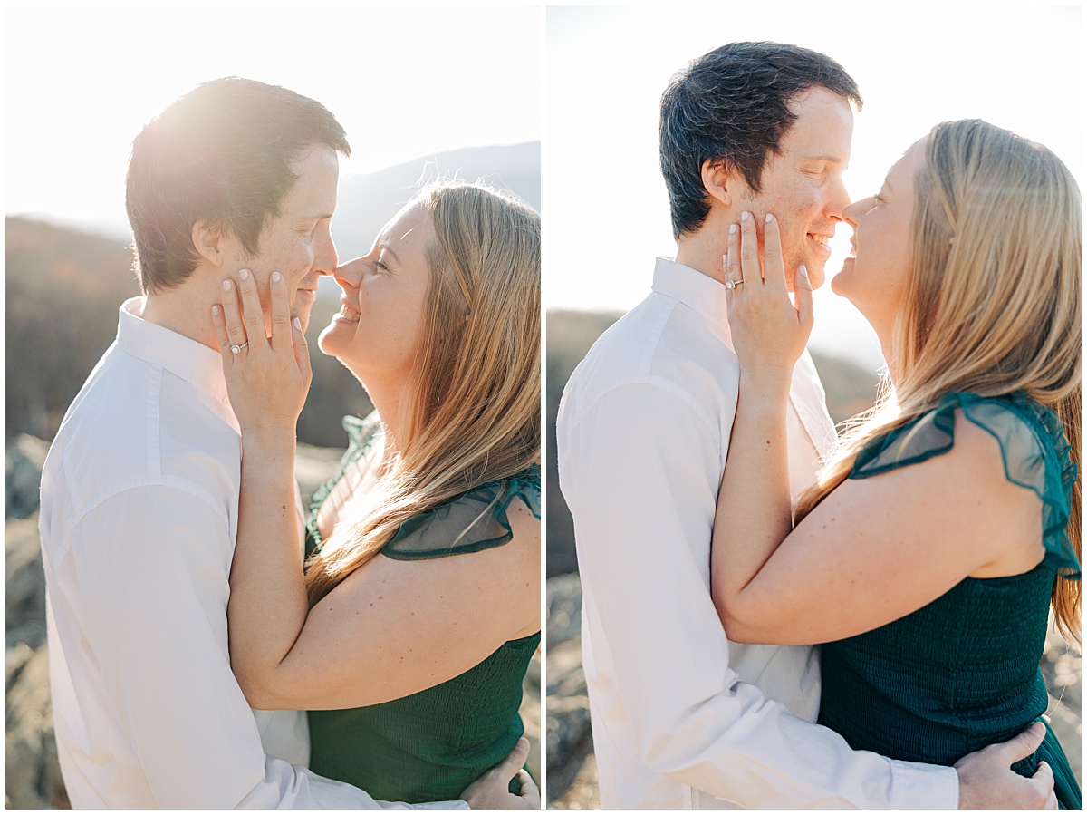 Bride with hand on grooms face smiling by Virginia Wedding Company