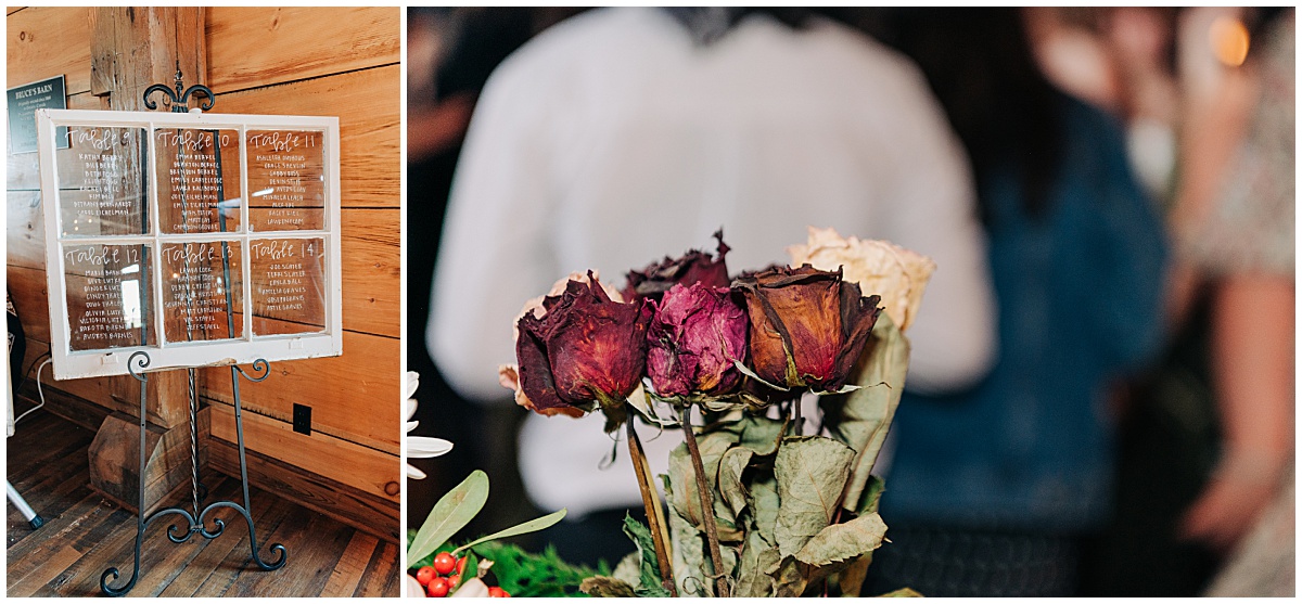 Wedding florals and seating chart by Virginia Wedding Company