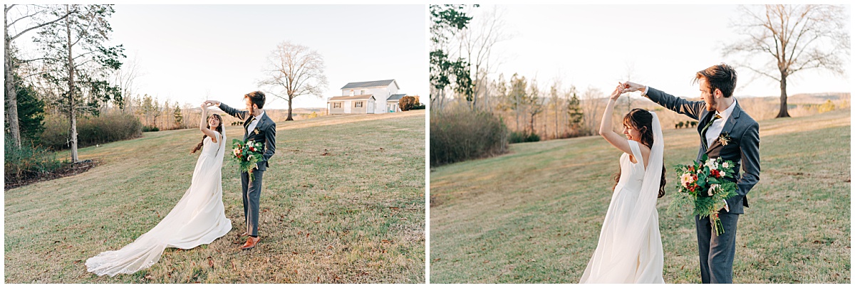 Groom spinning bride around by Virginia Wedding Company