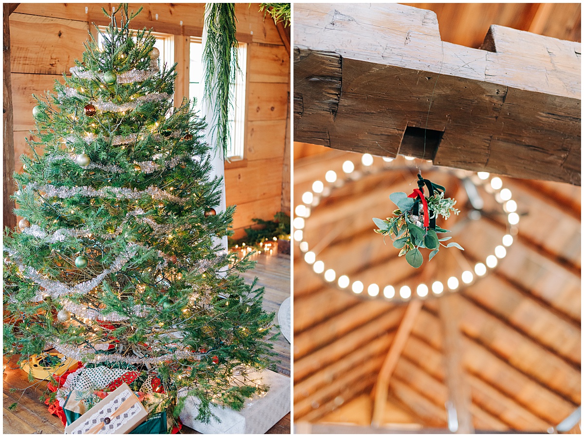 Christmas tree and mistletoe by Virginia Wedding Company