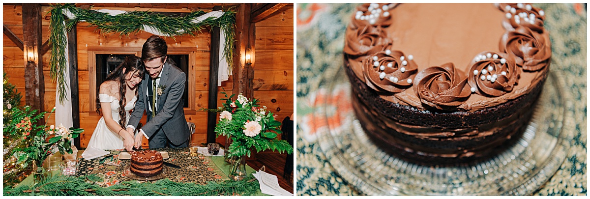 Bride and groom cutting the cake by Virginia Wedding Company