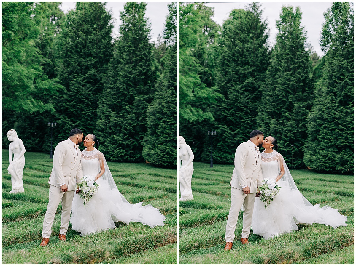 bride and groom kissing