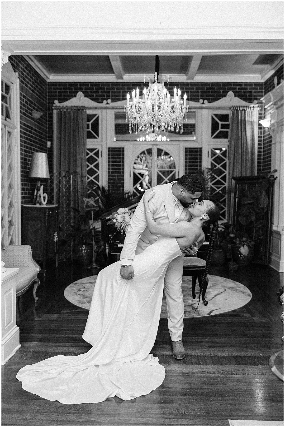 bride and groom kissing