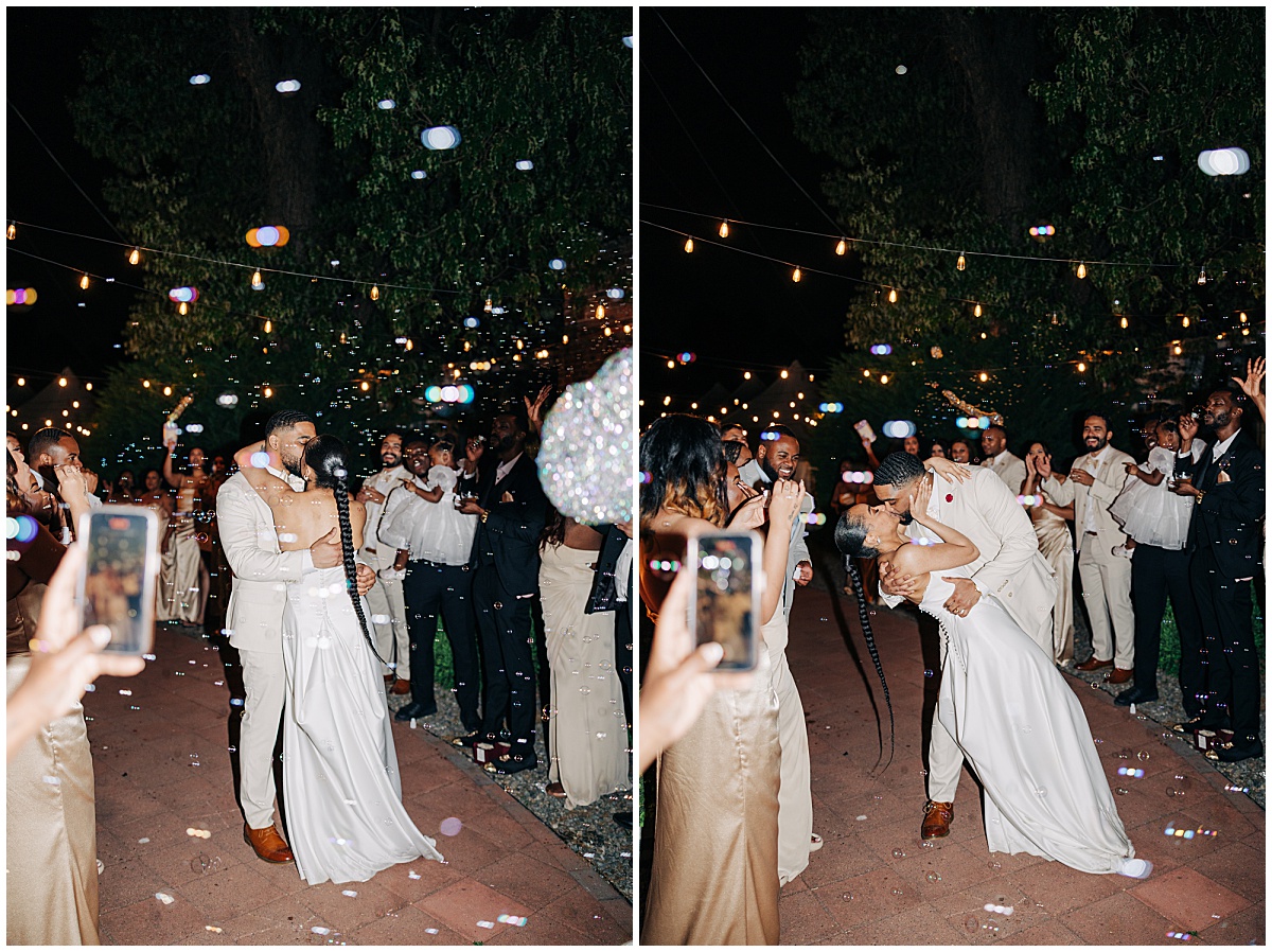 wedding exit kiss