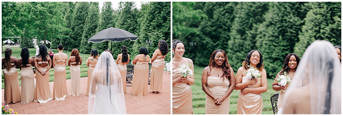 bridesmaids first look with bride