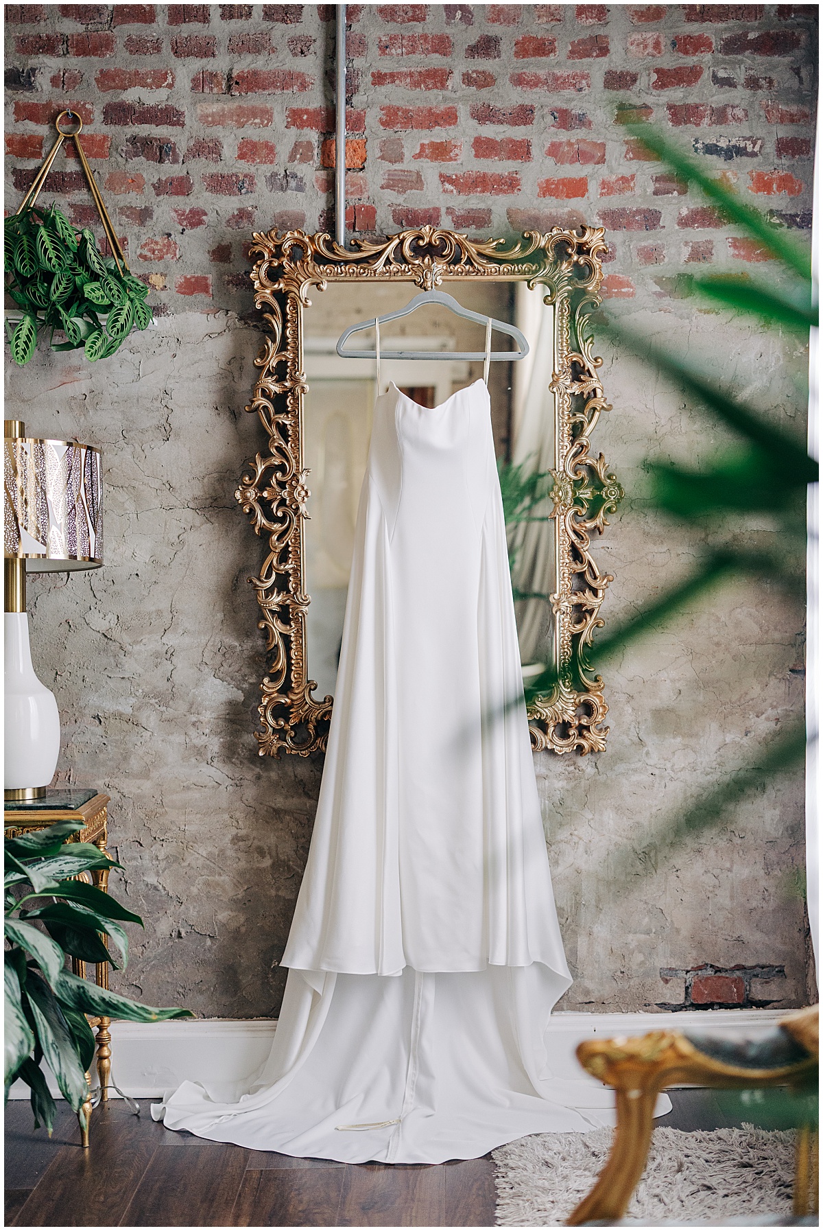 wedding dress hanging