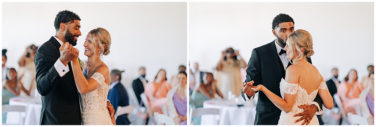 bride and groom dancing