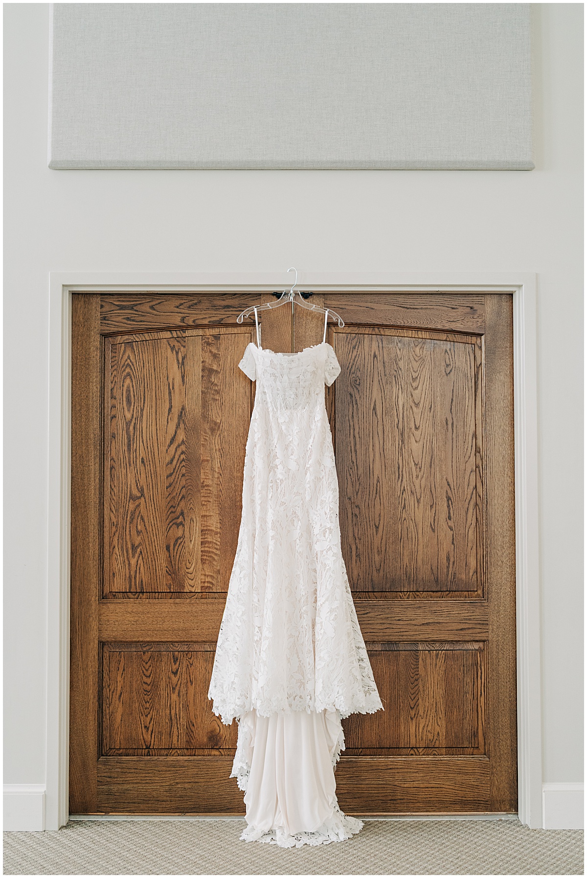 wedding gown hanging