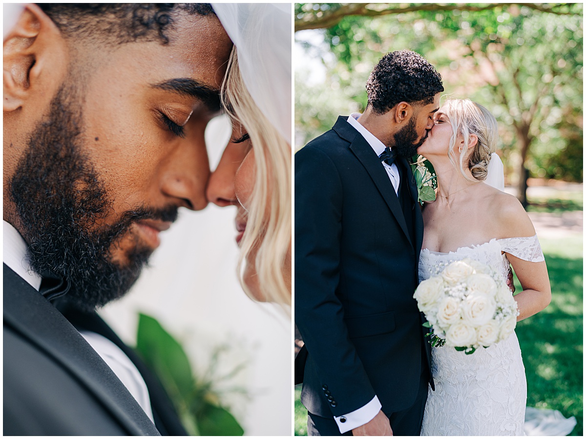 bride and groom kissing