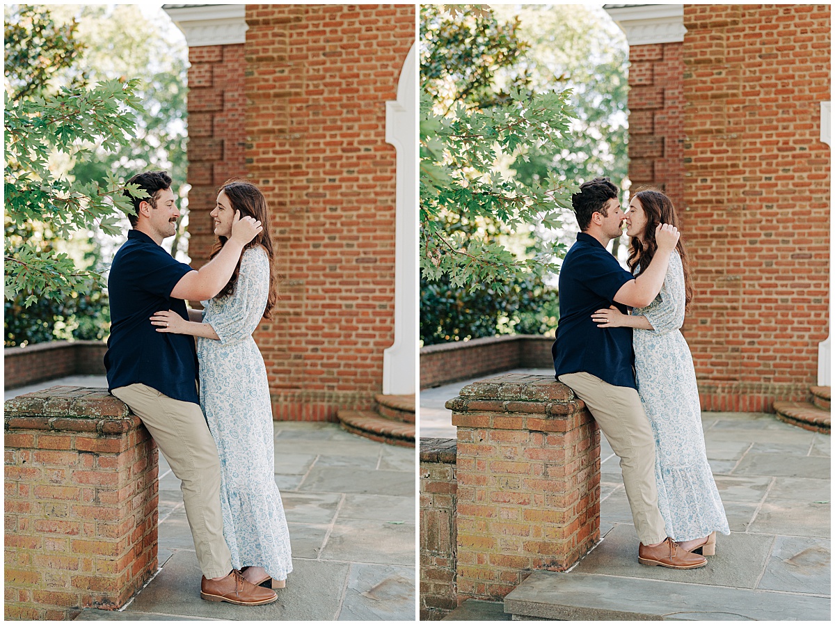 guy leaning into girl to kiss her