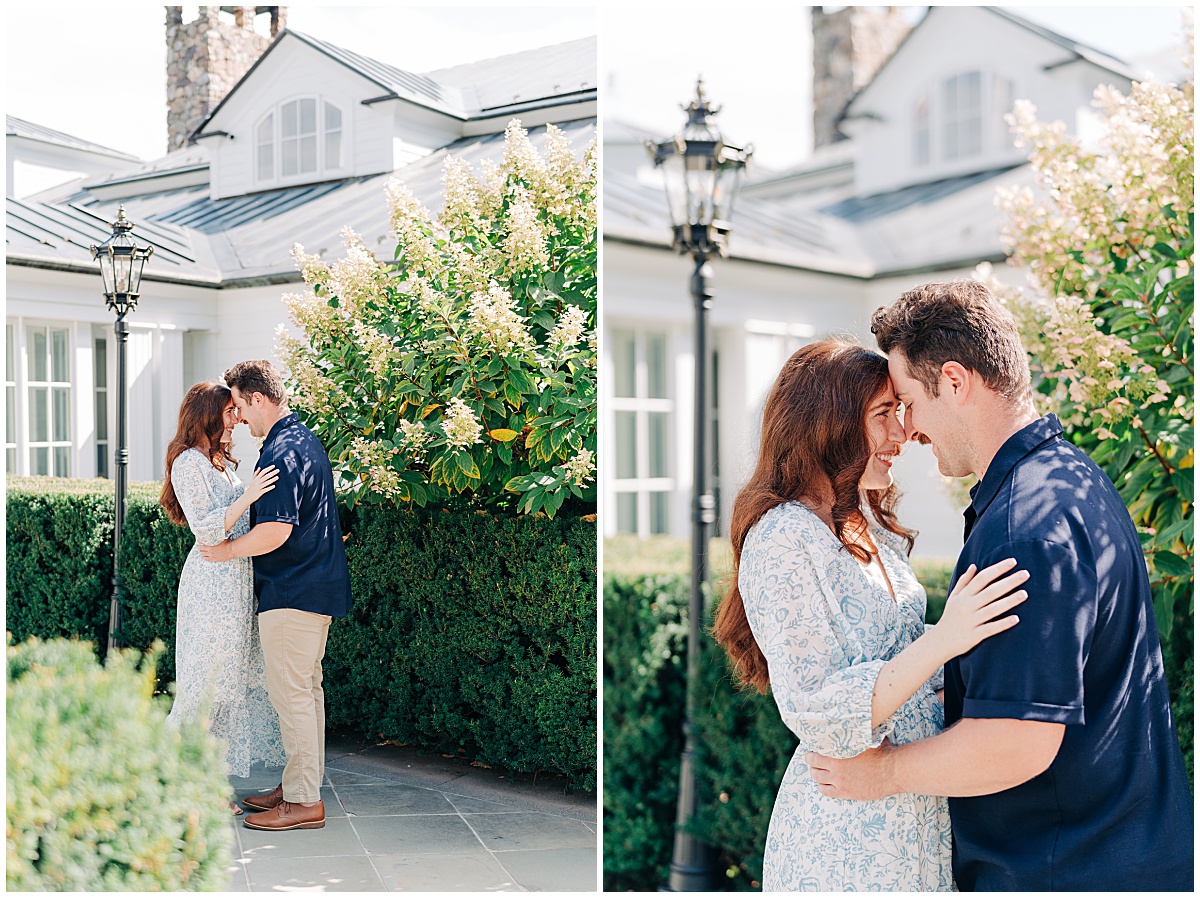 couple smiling and leaning into each other